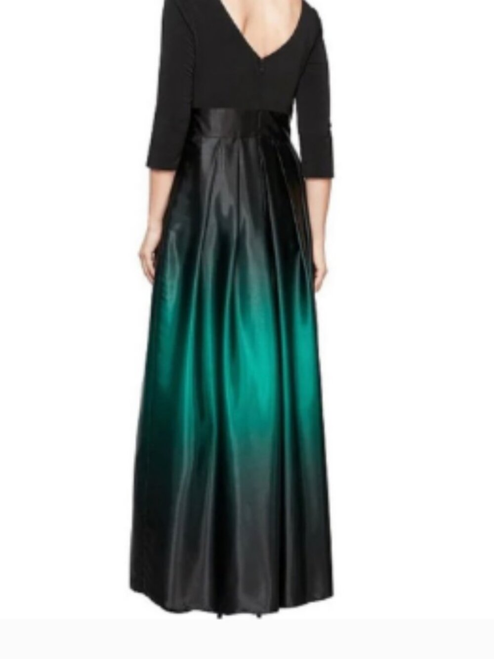 Ignite Evenings NEW Size 18 Ombre Satin Boat Neck Ball Gown Black Green Formal - Picture 4 of 15